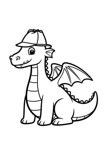 Detective Dragon Coloring Page