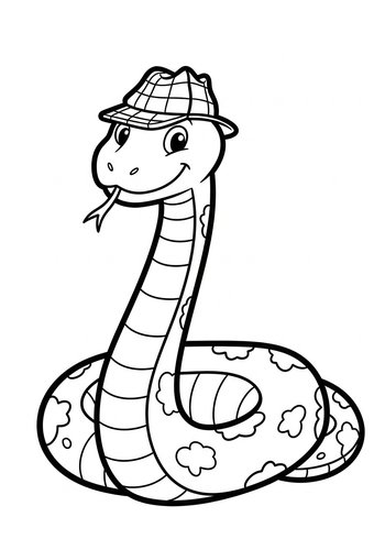 Coloring Page: Detective Snake Coloring Page For Kids