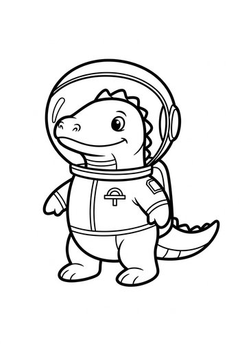 Coloring Page: Dino Astronaut Coloring Page: A Space Adventure
