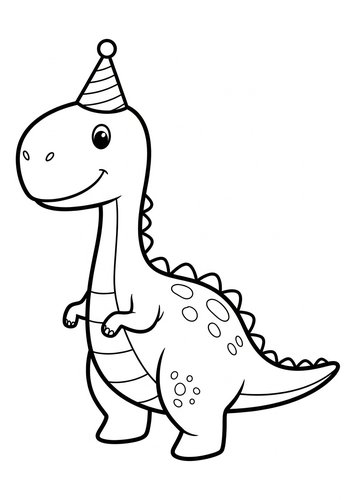 Dino Birthday Party Coloring Page