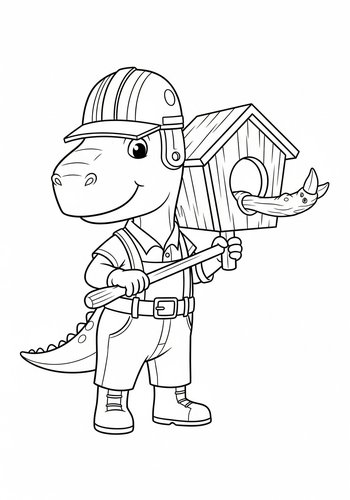Dino Builder Coloring Page: Build And Color
