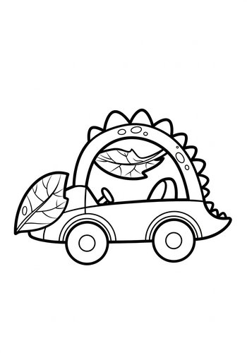 Dino Car Adventure: A Fun Coloring Page