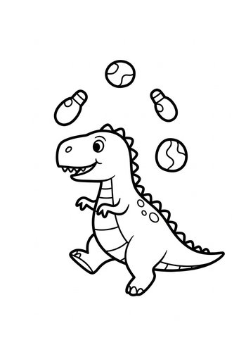 Dino Juggler: Coloring Page Adventure