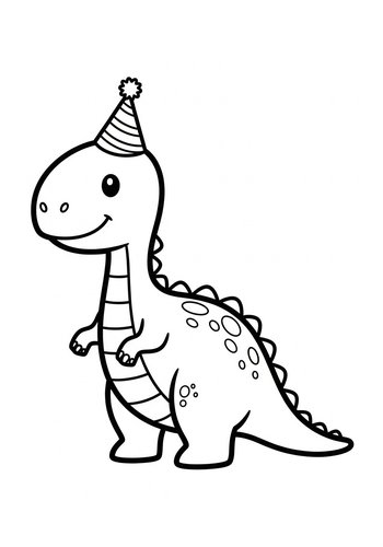 Dino Party Coloring Page: A Festive Friend