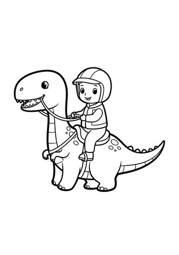Dino Ride Adventure Coloring Page