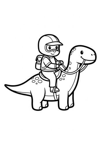 Dino Rider Coloring Page: Prehistoric Adventure