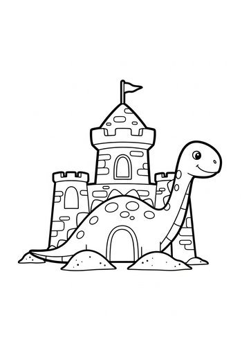 Dinosaur Castle Coloring Page