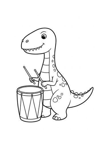 Coloring Page: Dinosaur Drummer: A Prehistoric Beat Coloring Page