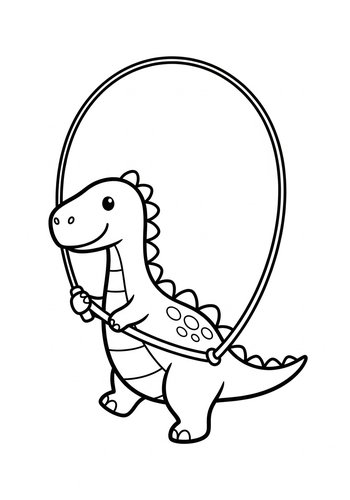 Dinosaur Fun: Jump Rope Coloring Page