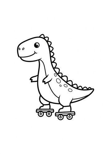 Dinosaur On Roller Skates: Fun Coloring Page