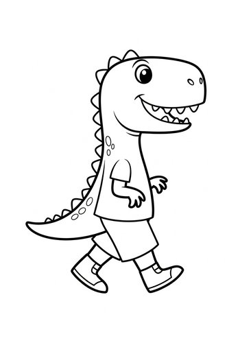 Dinosaur On The Go Coloring Page