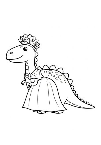 Dinosaur Princess Coloring Page Fun