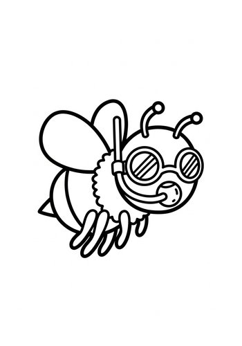 Diver Bee Coloring Page: Undersea Adventure