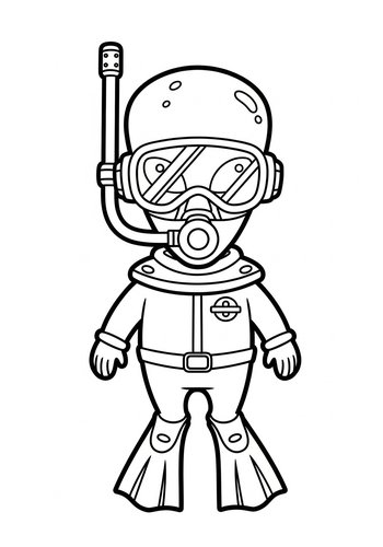 Diver Coloring Page - Underwater Fun