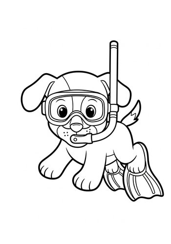 Diving Dog Coloring Page For Kids