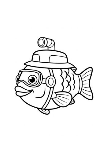 Diving Fish Coloring Page For Kids