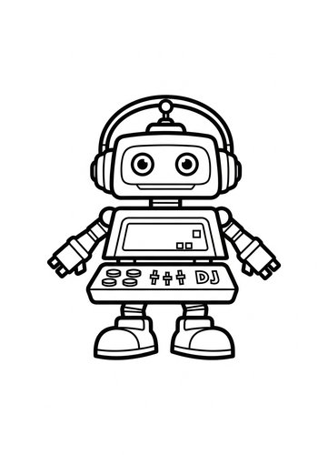 Dj Robot Coloring Page: Printable Fun