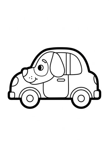 Dog Car Coloring Page: Whimsical Fun