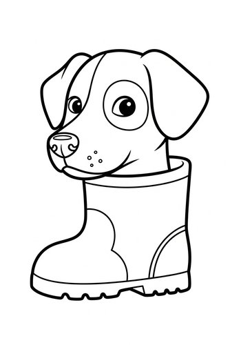 Dog In A Boot - Cute Coloring Page For Kids