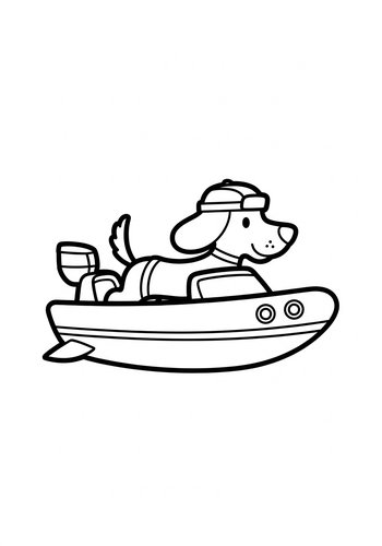 Dog On A Boat Coloring Page