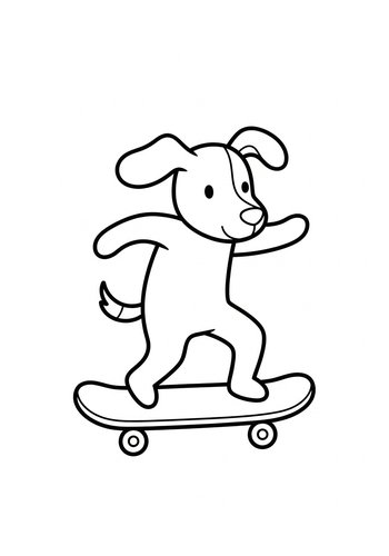 Dog On Skateboard Coloring Page