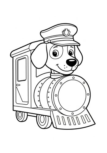 Dog Train Coloring Page Fun