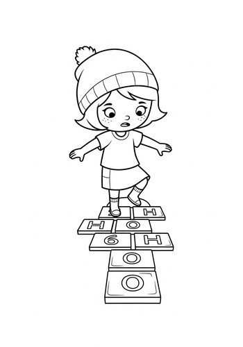 Coloring Page: Dolores Playing Hopscotch With Tiles That Light Up Coloring Page