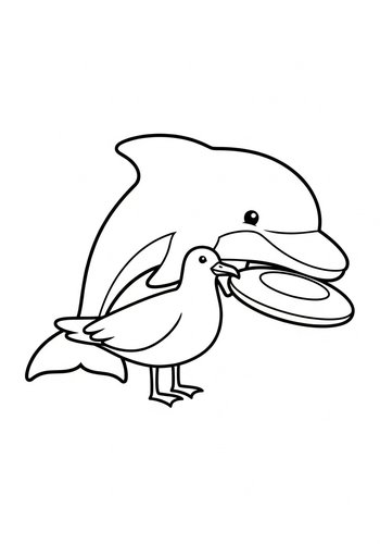 Dolphin And Seagull Coloring Fun