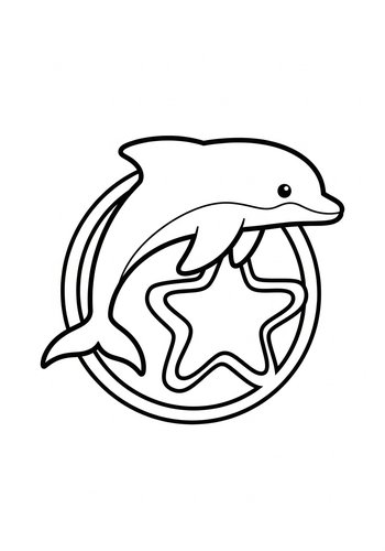 Dolphin And Star Coloring Page
