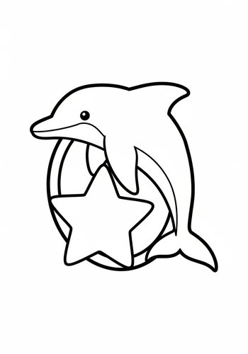Dolphin And Star Coloring Page - Printable Fun