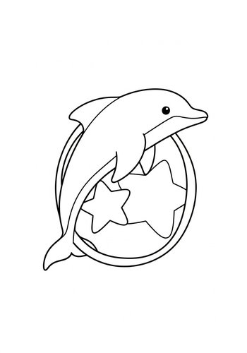 Dolphin And Stars Coloring Page Fun