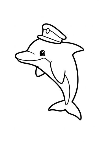 Dolphin Captain Coloring Page: Printable Fun