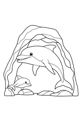 Dolphin Duo Coloring Page: Underwater Fun