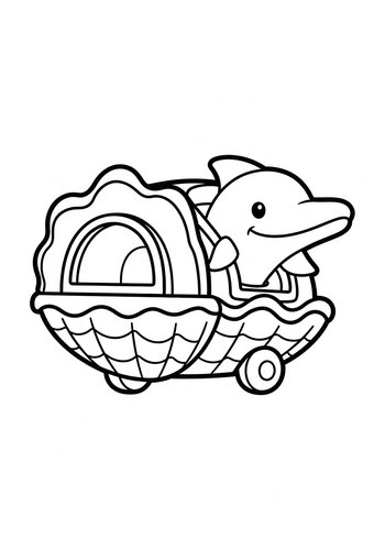 Dolphin In A Shell Car Coloring Page