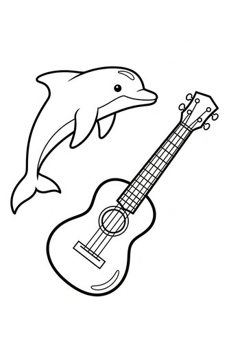 Dolphin's Ukulele Dream: A Coloring Adventure