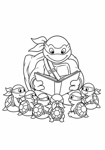 Coloring Page: Donatello's Bedtime Story: A Turtle Tale Coloring Page