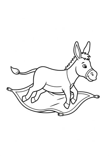 Donkey Flying High: Magic Carpet Coloring Page