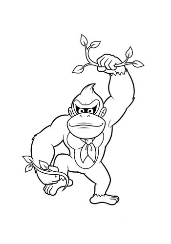 Coloring Page: Donkey Kong Playing Limbo With A Vine - Coloring Page