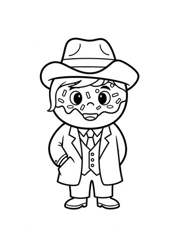 Donut Dude In A Suit Coloring Page