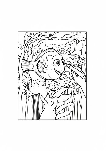 Coloring Page: Dory's Underwater Art: Kelp Forest Mural Coloring Page