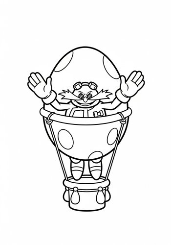 Dr. Eggman Floating In An Egg-shaped Hot Air Balloon Coloring Page