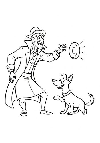 Dr. Facilier's Shadow Play: Fetch With A Mischievous Dog - Coloring Page