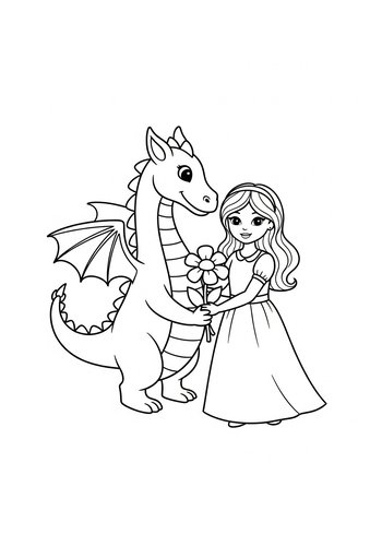 Dragon And Princess Coloring Page: A Royal Friendship