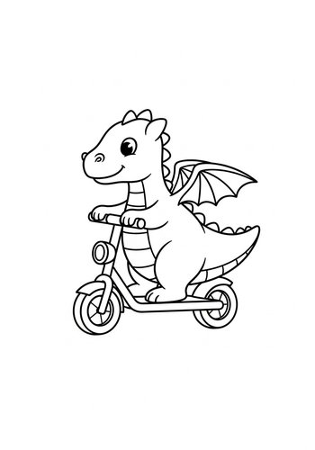 Dragon Scooter Fun: A Coloring Adventure