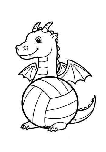 Dragon Volleyball Coloring Page For Kids