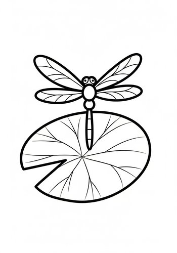 Dragonfly On A Lily Pad Coloring Page