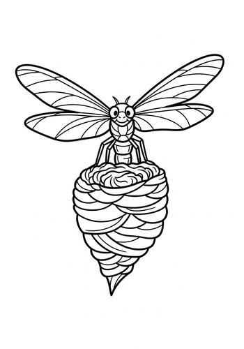 Dragonfly's Nest Coloring Page: A Bug's Home