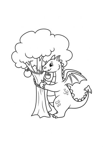 Dragon's Apple Orchard Coloring Page