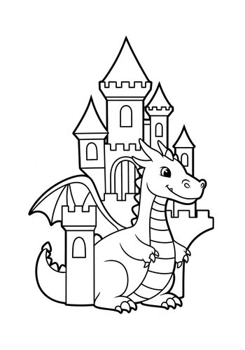 Dragon's Castle Coloring Page Fun