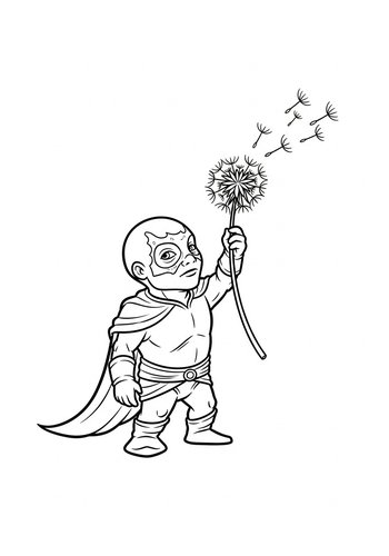 Drax Making A Wish On A Dandelion Coloring Page